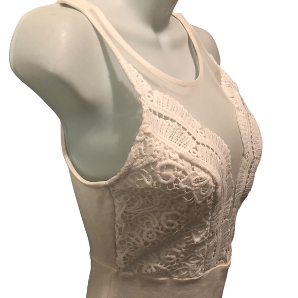 Lulus Coquina White Bandage Mini Dress Sz. S Crochet Detail Low Back Knit Sexy - Picture 6 of 8